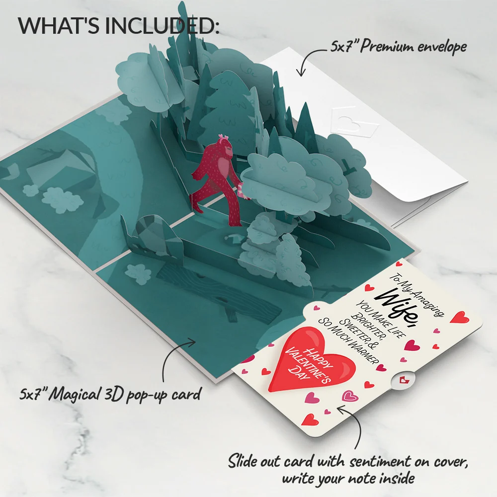 Lovepop Searching for a Valentine Like You Bigfoot Valentine Pop-Up Card and Sentiment Set for Wife - Image 2