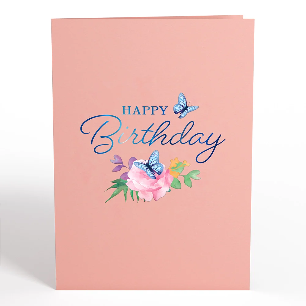 Lovepop Birthday Blue Morpho Butterfly Pop-Up Card Glass - Image 4