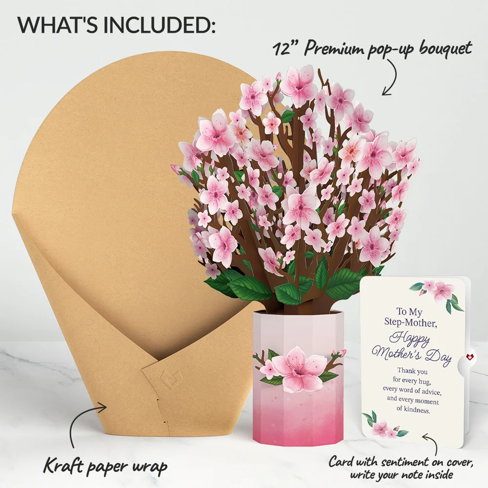 Lovepop Cherry Blossom Mother's Day Bouquet and Sentiment Set for Step-Mother Vase - Image 2