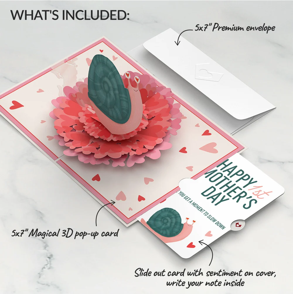 Lovepop Love You Slow Much Snail 1st Mother’s Day Pop-Up Card and Sentiment Set for New Mom - Image 2