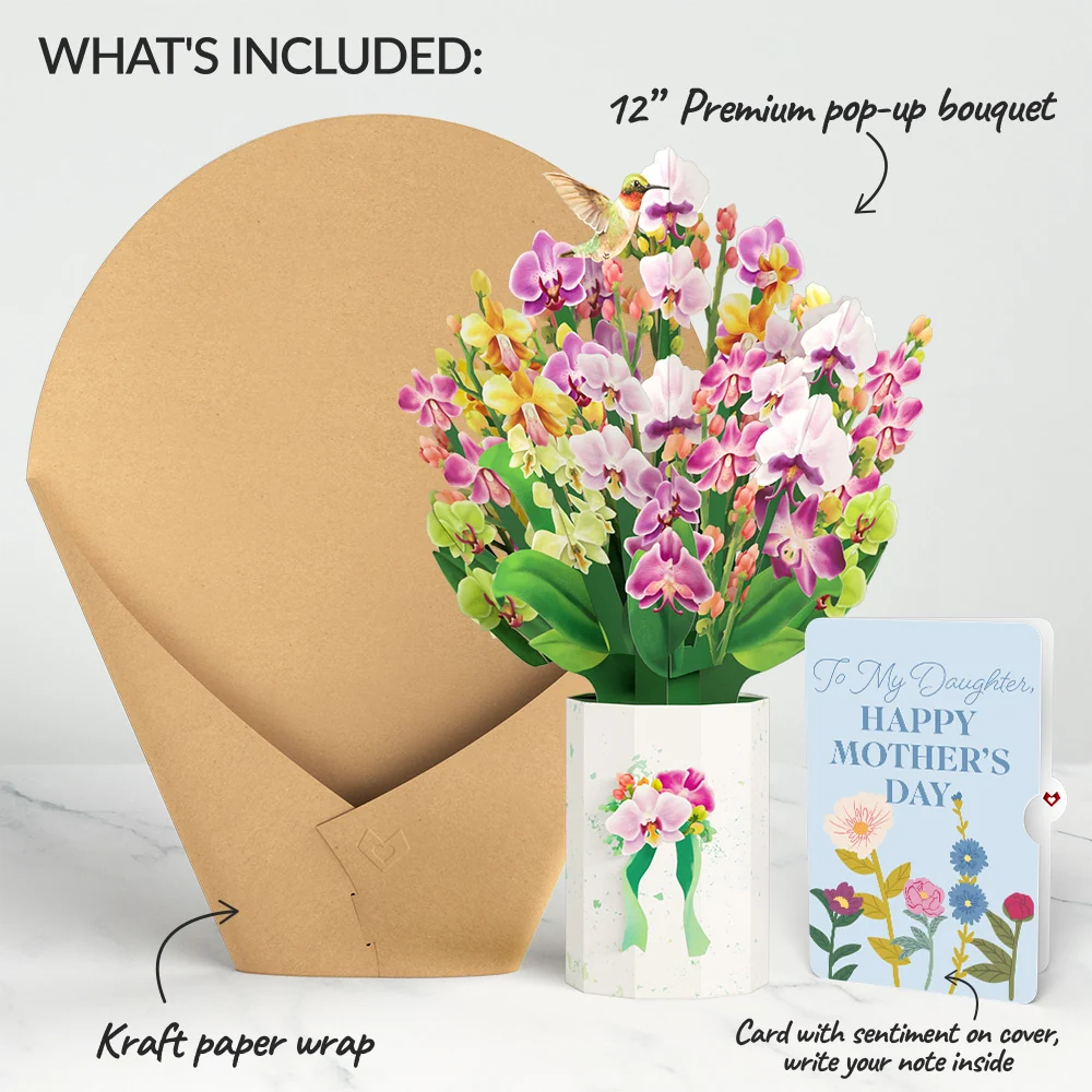 Lovepop Orchid Mother's Day Bouquet and Sentiment Set for Daughter Vase - Image 2