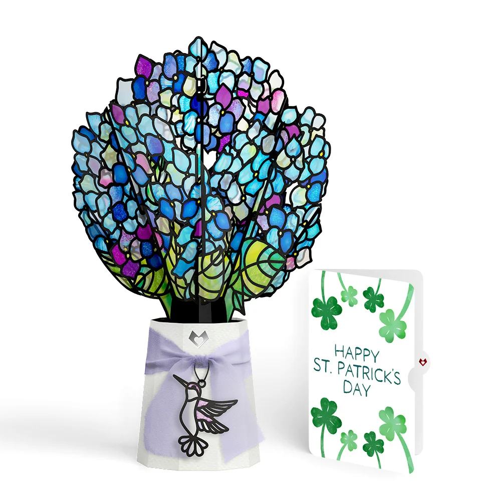 Lovepop Sunlit Hydrangeas St. Patrick’s Day Suncatcher Bouquet and Sentiment Set Glass