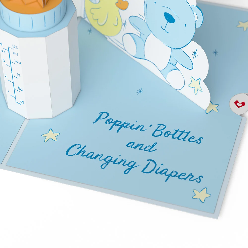 Lovepop Poppin' Bottles and Changing Diapers New Baby Pop-Up Card - Image 2
