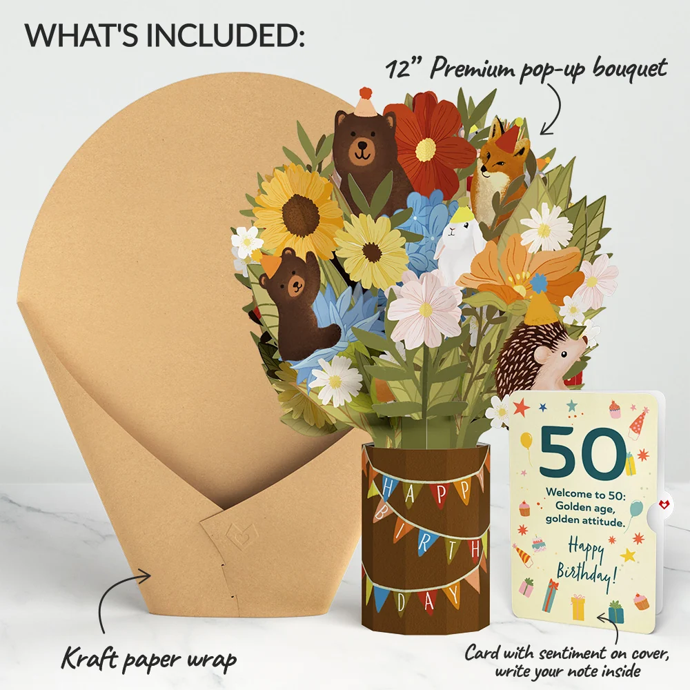 Lovepop Woodland 50th Birthday Party Bouquet and Sentiment Set - Image 2