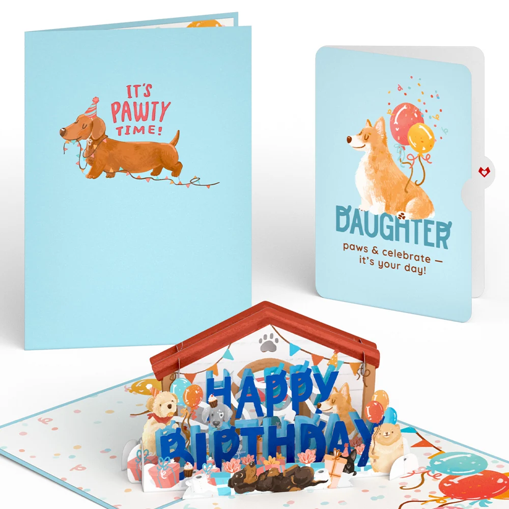 Lovepop Happy Birthday Dogs Pop-Up Card and Sentiment Set for Daughter