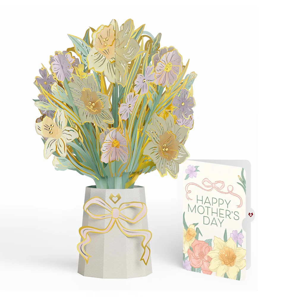 Lovepop Gilded Daffodil Mother's Day Luxe Bouquet and Sentiment Set Vase