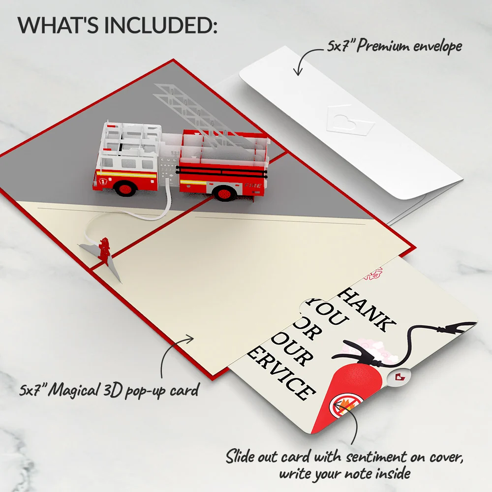 Lovepop Fire Truck Thank You Pop-Up Card and Sentiment Set - Image 2