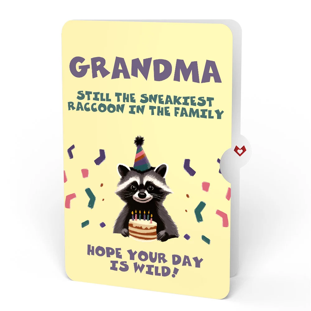 Lovepop Go Feral Raccoon Birthday Pop-Up Card and Sentiment Set for Grandmother Candle - Image 4