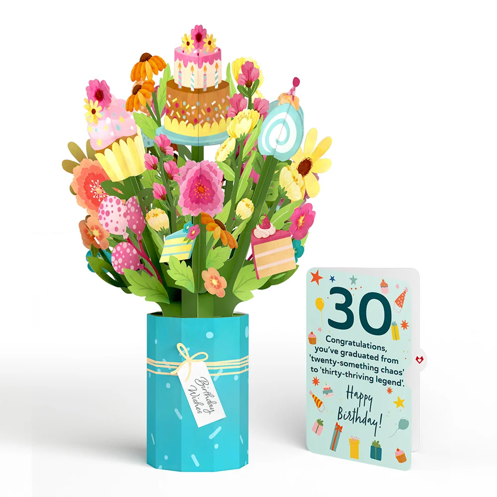 Lovepop Sweet 30th Birthday Wishes Bouquet and Sentiment Set Vase
