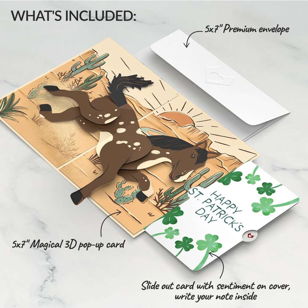 Lovepop Bucking Awesome Day St. Patrick’s Day Pop-Up Card and Shamrock Sprigs Sentiment Set - Image 2