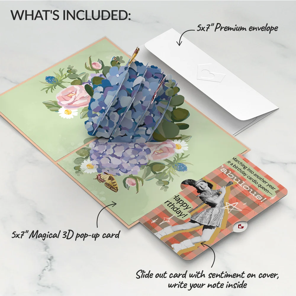 Lovepop Hydrangea Butterflies Birthday Pop-Up Card and Cardio Queen Sentiment Set - Image 2