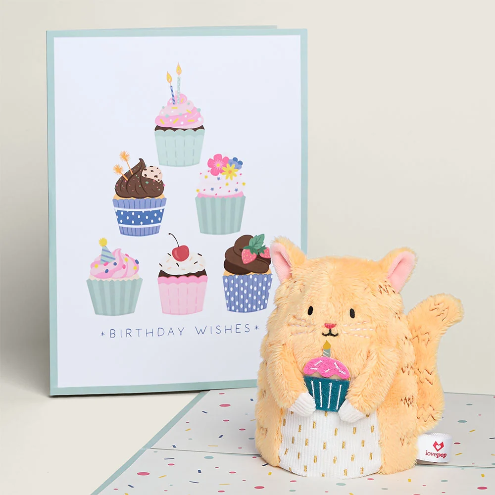 Lovepop 'Birthday Wishes' Cupcake Cat Plushpop Card and Bouquet Bundle - Image 2