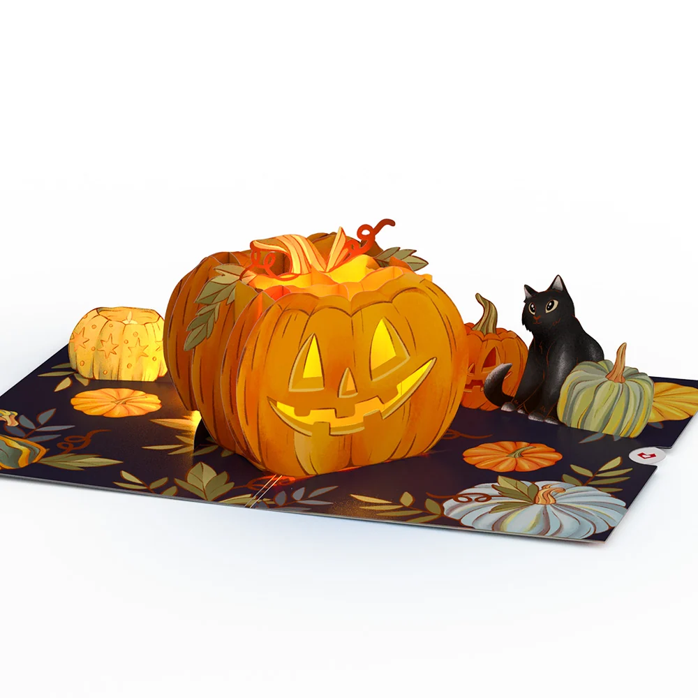 Lovepop Happy Halloween Pumpkin Light-Up Pop-Up Card and Sentiment Set for Daughter - Image 3