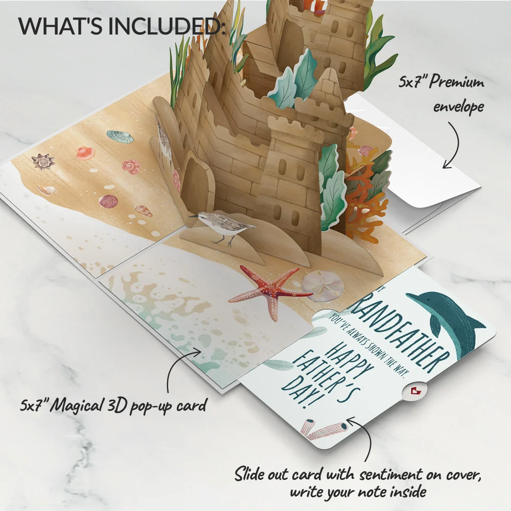 Lovepop Seaside Sandcastle Father’s Day Pop-Up Card and Sentiment Set for Grandfather - Image 2