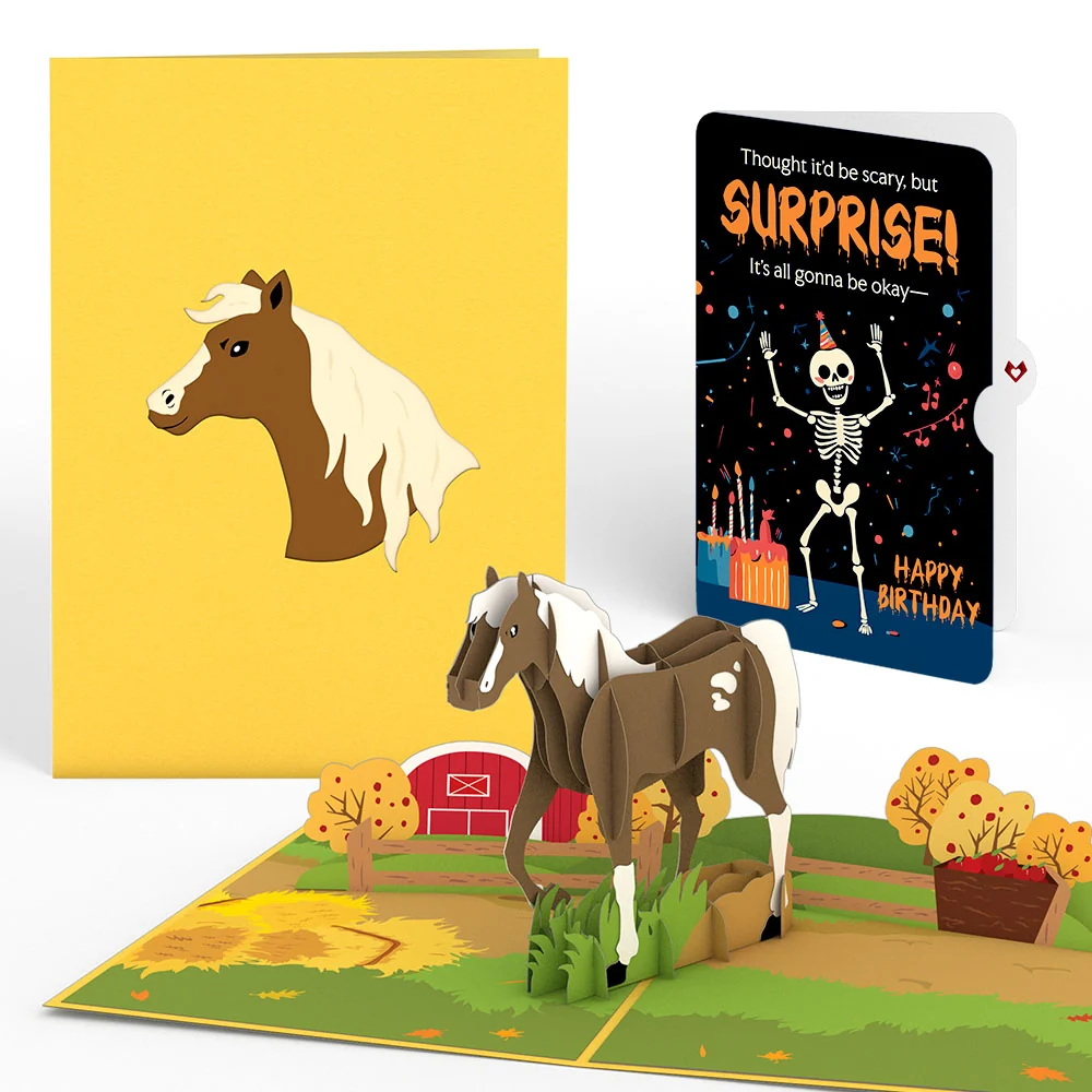 Lovepop Horse Birthday Pop-Up Card and Surprise Skeleton Sentiment Set