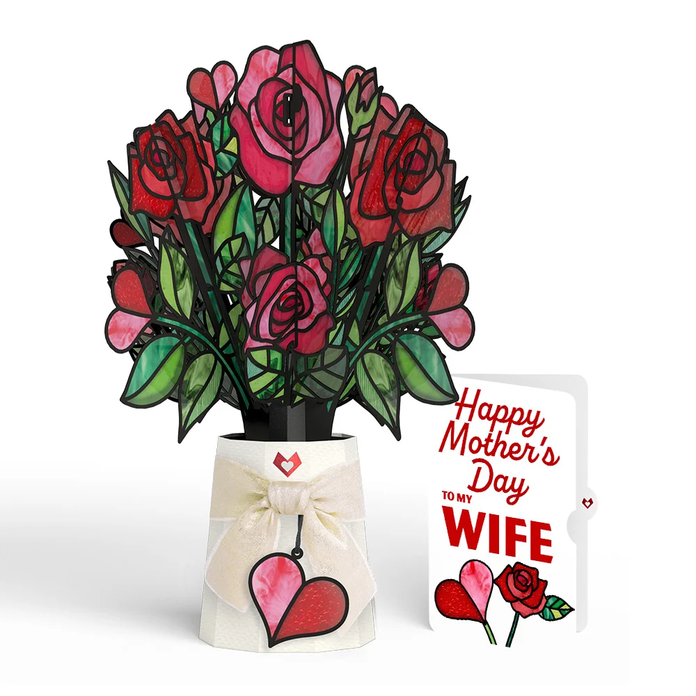Lovepop Radiant Rose Mother’s Day Suncatcher Bouquet and Sentiment Set for Wife Glass