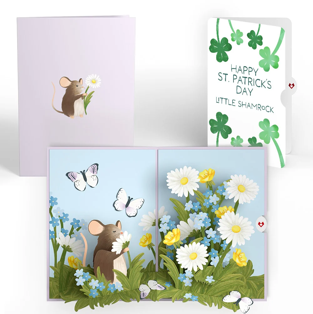 Lovepop Field Mouse in the Flowers St. Patrick’s Day Pop-Up Card and Sentiment Set