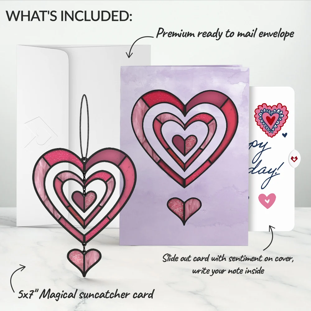 Lovepop Spinning Heart Birthday Suncatcher Card and Sentiment Set Glass - Image 2