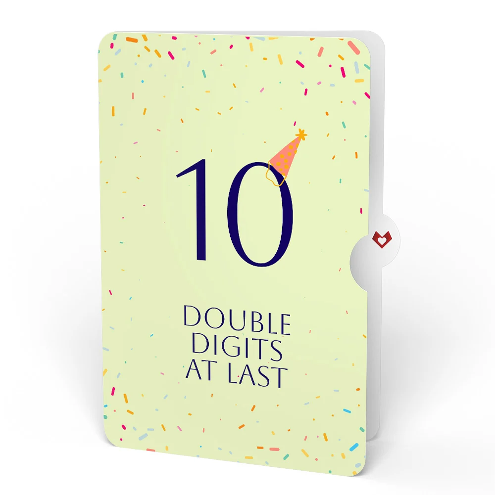 Lovepop Happy 10th Birthday Confetti Cake Music and Lights Pop-Up Card and Party Hat Sentiment Set Candle - Image 4