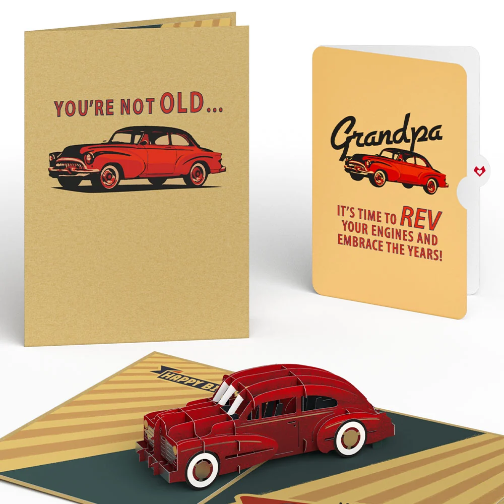 Lovepop Classic Car Birthday Pop-Up Card and Sentiment Set for Grandpa