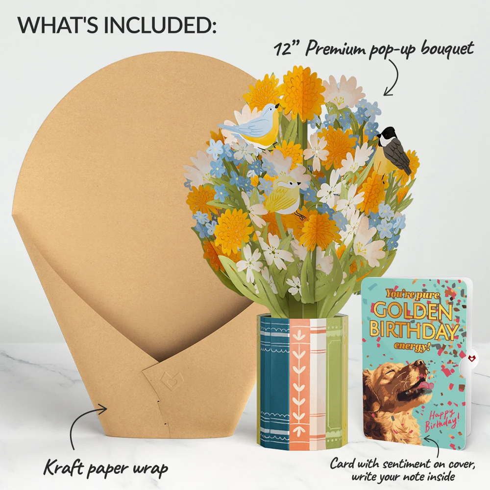 Lovepop Spring Joy Birthday Bouquet and Golden Energy Sentiment Set Vase - Image 2