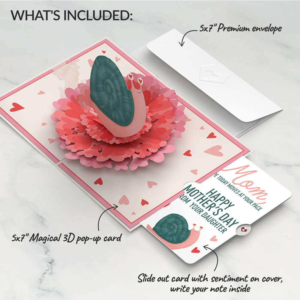 Lovepop Love You Slow Much Snail Mother’s Day Pop-Up Card and Sentiment Set for Mom - Image 2