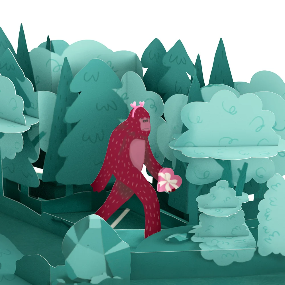 Lovepop Searching for a Valentine Like You Bigfoot Valentine Pop-Up Card and Sentiment Set for Wife - Image 3