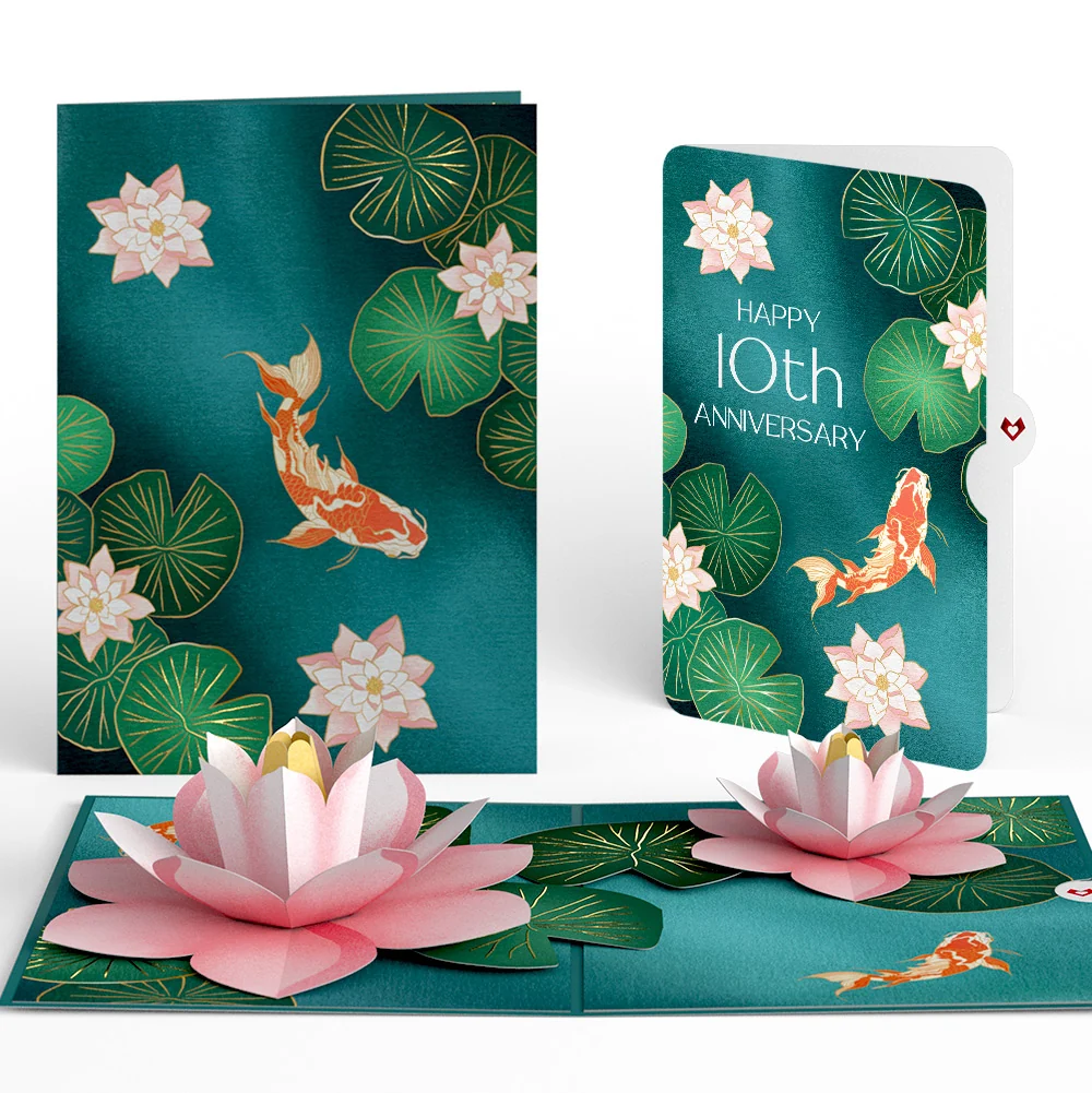 Lovepop Koi Fish and Lotus Pond 10th Anniversary Pop-Up Card and Sentiment Set