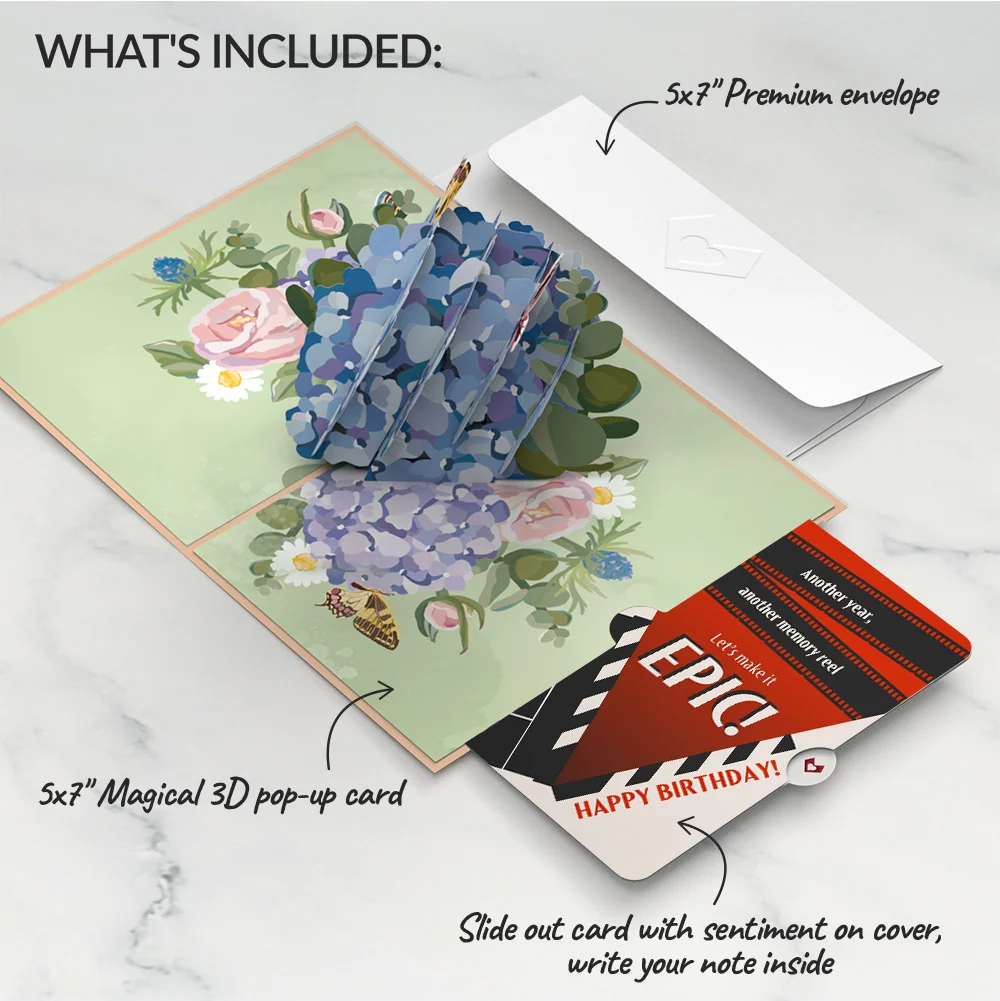 Lovepop Hydrangea Butterflies Birthday Pop-Up Card and Epic Reel Sentiment Set - Image 2