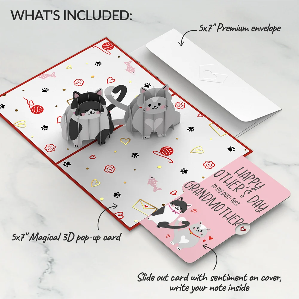 Lovepop Love Cats Mother’s Day Pop-Up Card and Sentiment Set for Grandmother - Image 2