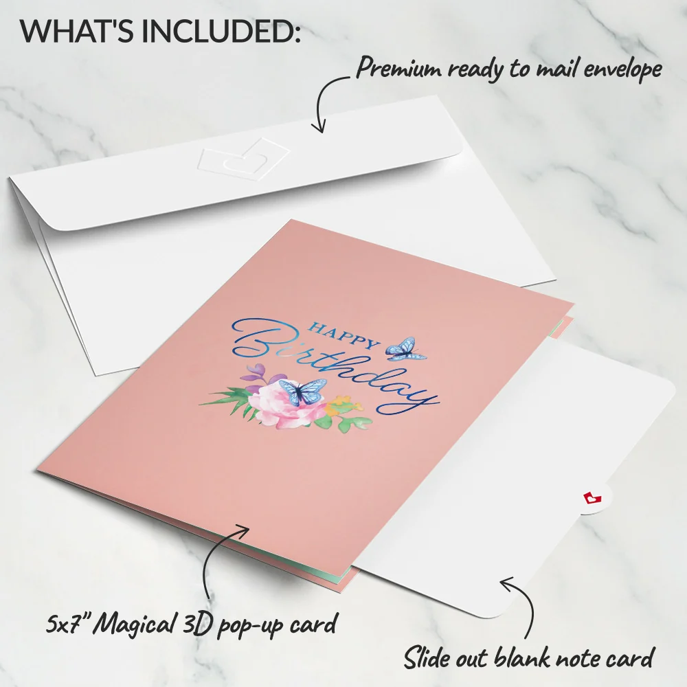 Lovepop Birthday Blue Morpho Butterfly Pop-Up Card Glass - Image 5