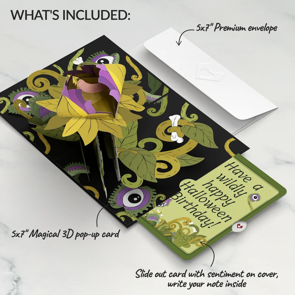 Lovepop Creepiest Greetings Halloween Venus Flytrap Pop-Up Card and Eyeball Plants Birthday Sentiment Set - Image 2