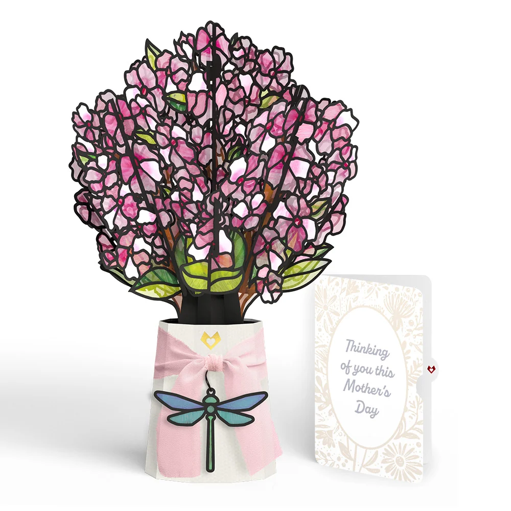 Lovepop Sun-dappled Cherry Blossom Mother’s Day Suncatcher Bouquet and Sentiment Set for Mom Vase
