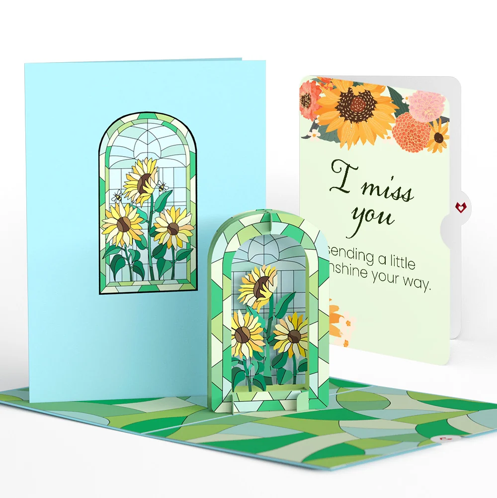 Lovepop Stained Glass Sunflowers Miss You Pop-Up Card and Sentiment Set