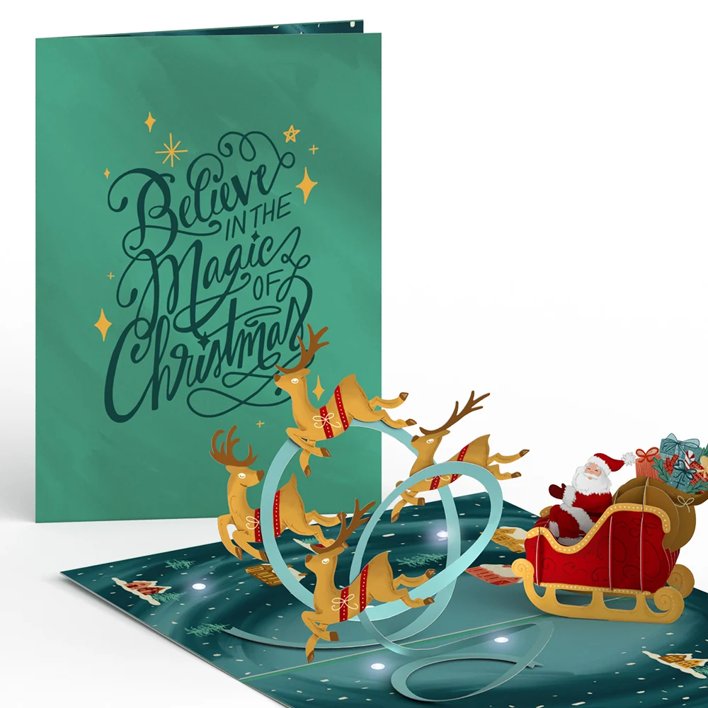 Lovepop Magic of Christmas Santa's Sleigh Light-Up Pop-Up Card - Image 3