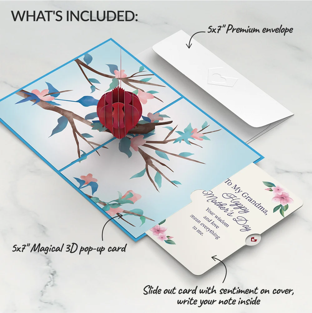 Lovepop Love Cardinal Mother's Day Pop-Up Card and Sentiment Set for Grandma - Image 2