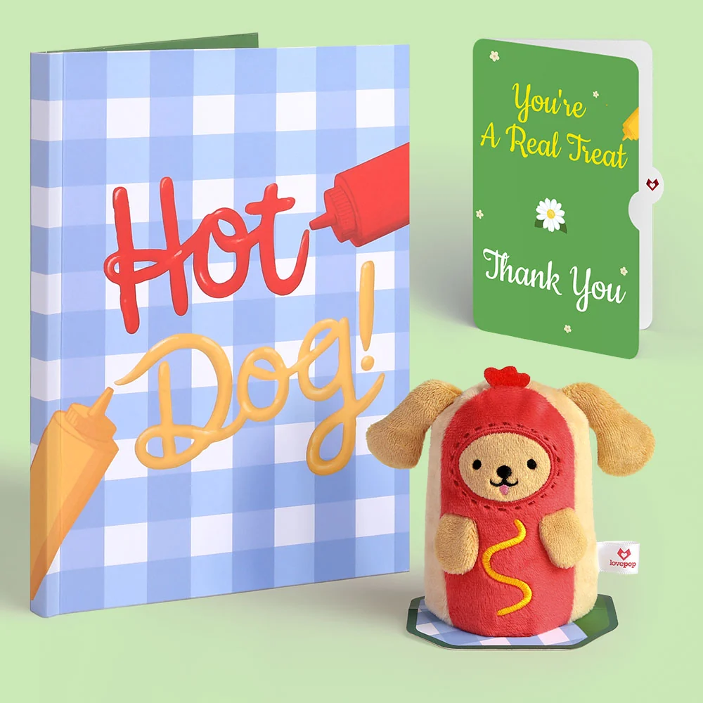 Lovepop 'Hot Dog!' Thank You Plushpop Card and Sentiment Set Bottle