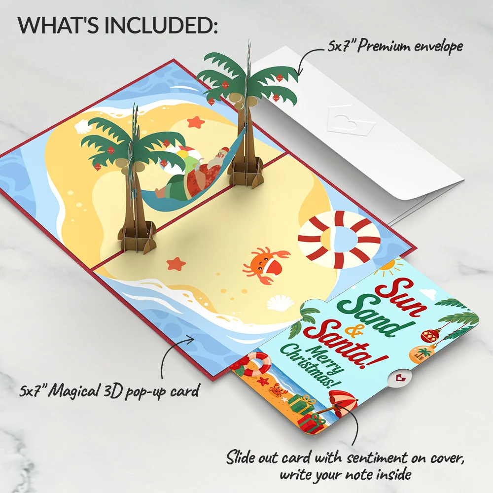 Lovepop Beach Santa Christmas Pop-Up Card and Sentiment Set - Image 2