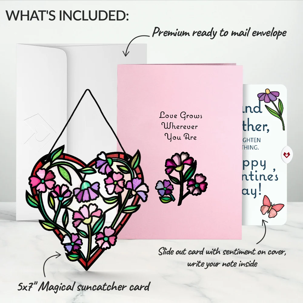 Lovepop Love Grows Heart Valentine Suncatcher Card and Sentiment Set for Grandmother Glass - Image 2