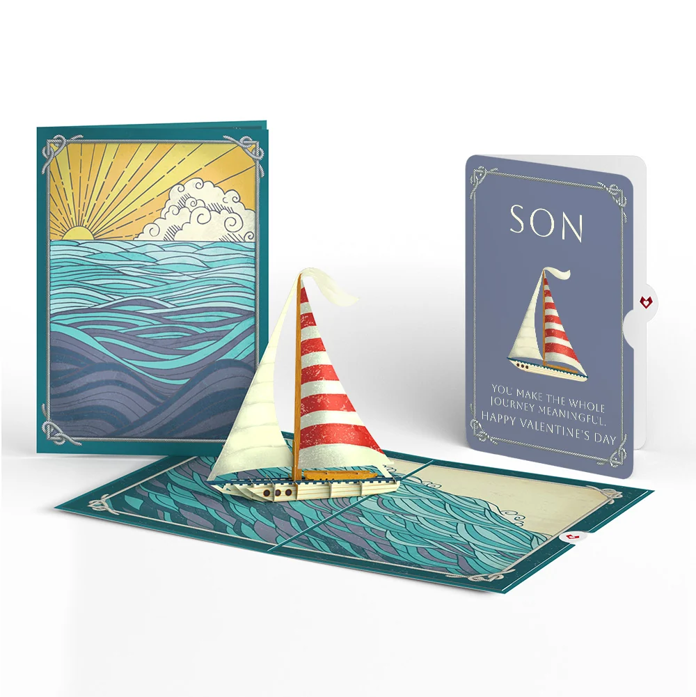 Lovepop Sailboat on the Horizon Valentine Pop-Up Card and Sentiment Set for Son