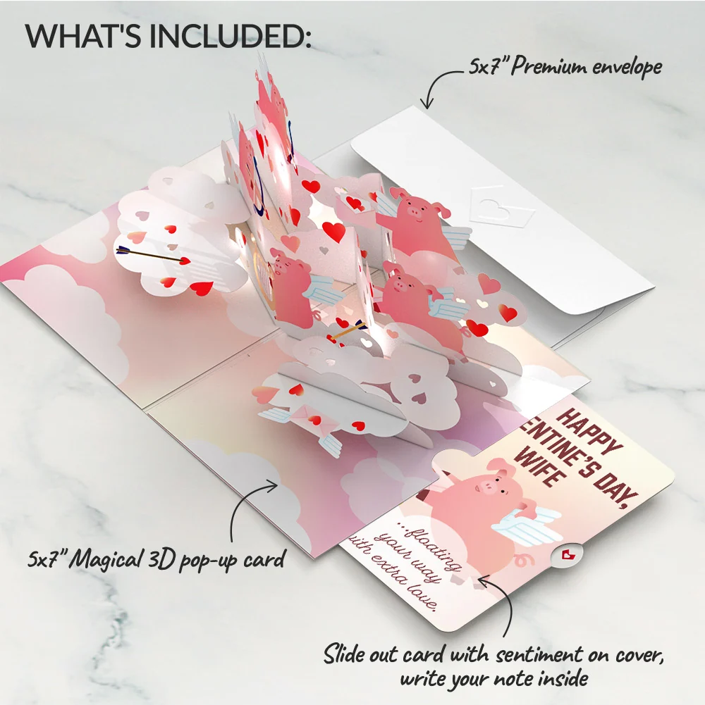 Lovepop Hogs and Kisses Valentine Music and Light Pop-Up Card and Sentiment Set for Wife - Image 2