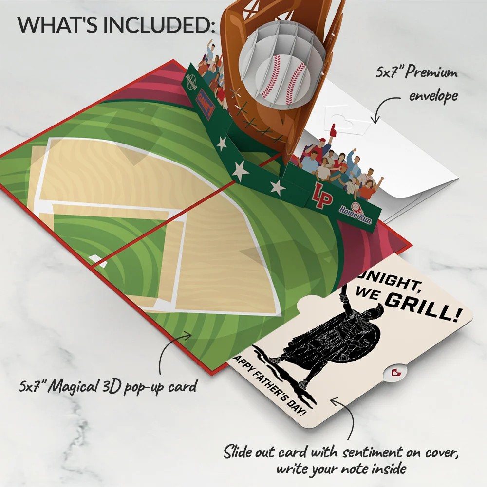Lovepop Home Run Father's Day Pop-Up Card and Spartan Grilling Sentiment Set Plate - Image 2
