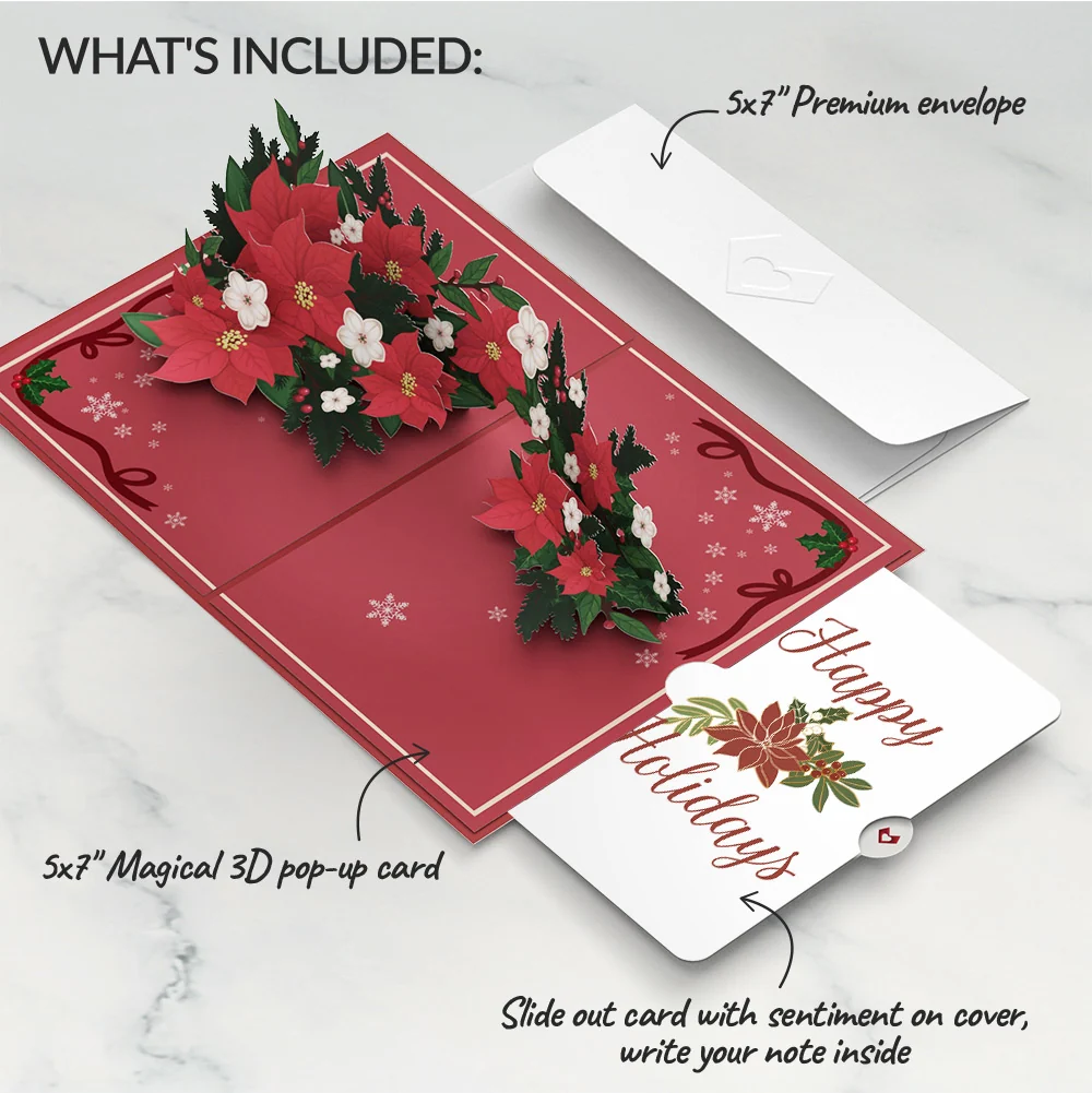 Lovepop Poinsettia & Pine Holiday Pop-Up Card and Sentiment Set - Image 2