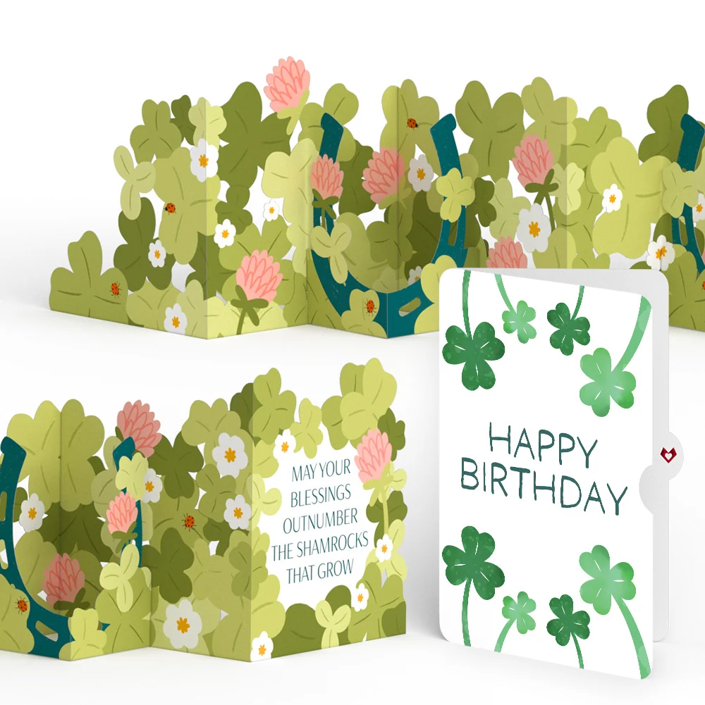 Lovepop Shamrock Blessings Birthday Loooooong Card (Expands to 2 feet) and Sentiment Set