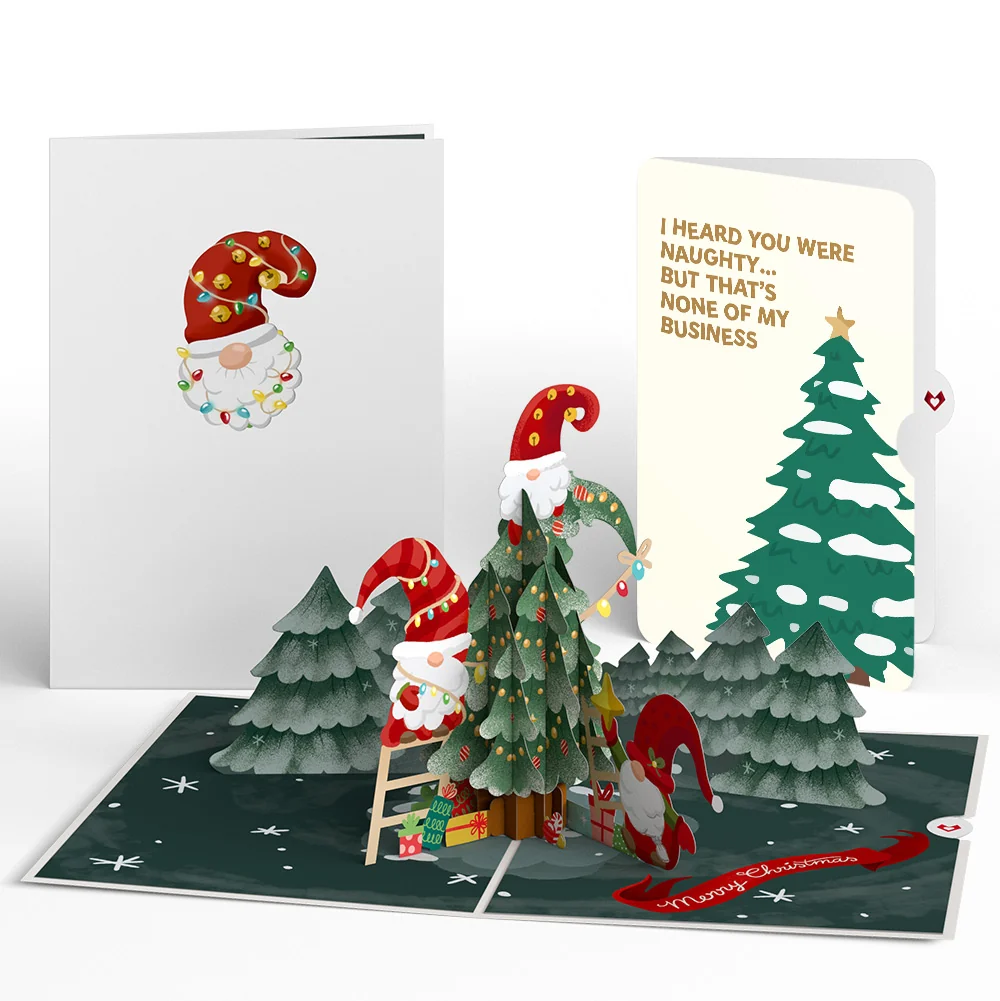 Lovepop Christmas Gnomes Pop-Up Card and Funny Tree Sentiment Set Cream